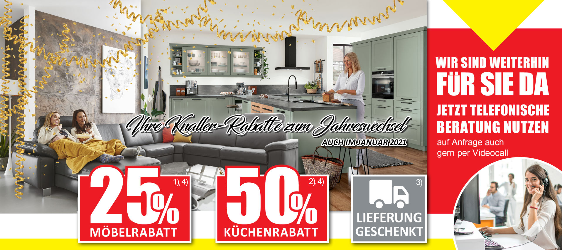 Filialen vorübergehend geschlossen Rabatte zum Jahreswechsel