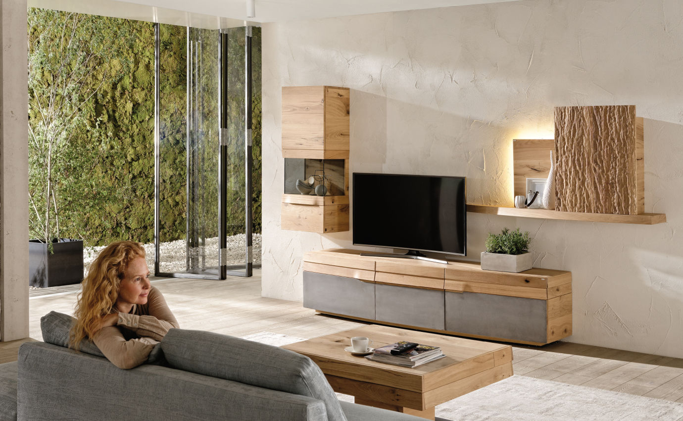 Massivholz Wohnwand Wildeiche Massivholz Wohnwand Wildeiche